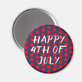 Red and Blue Happy 4. Juli Magnet (Vorderseite/Rückseite)