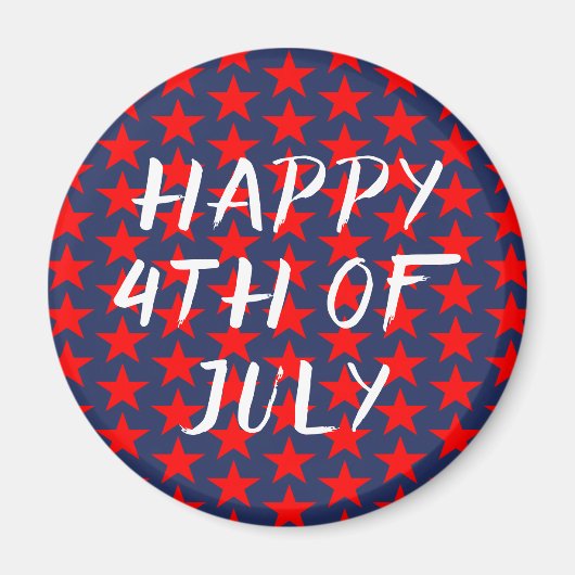 Red and Blue Happy 4. Juli Magnet (Vorne)
