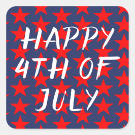 Red and Blue Happy 4. Juli Quadratischer Aufkleber