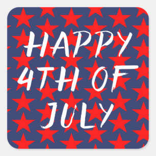 Red and Blue Happy 4. Juli Quadratischer Aufkleber