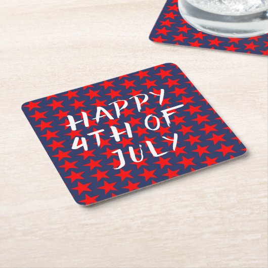 Red and Blue Happy 4. Juli Rechteckiger Pappuntersetzer (angewinkelt)