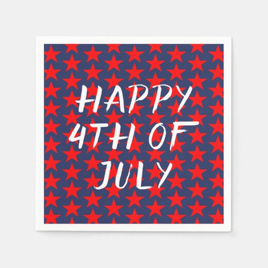 Red and Blue Happy 4. Juli Serviette (Vorderseite)