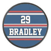Red and Blue Hockey Team Stripes Eishockey Puck (Vorderseite)