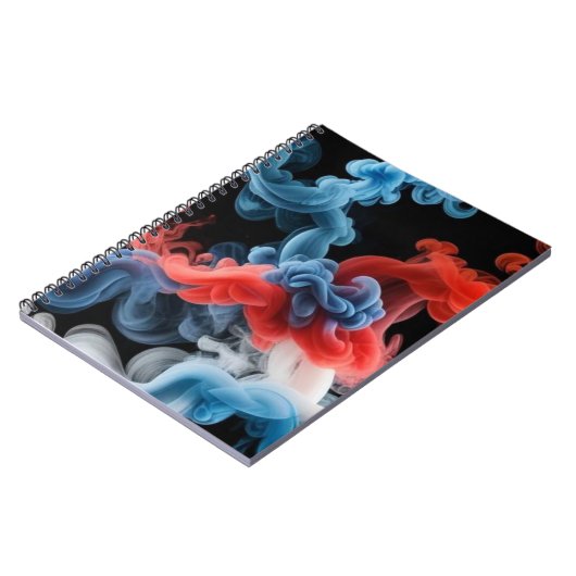 Red and Blue Ink Cloud Abstract Notebook Notizblock (Linke Seite)