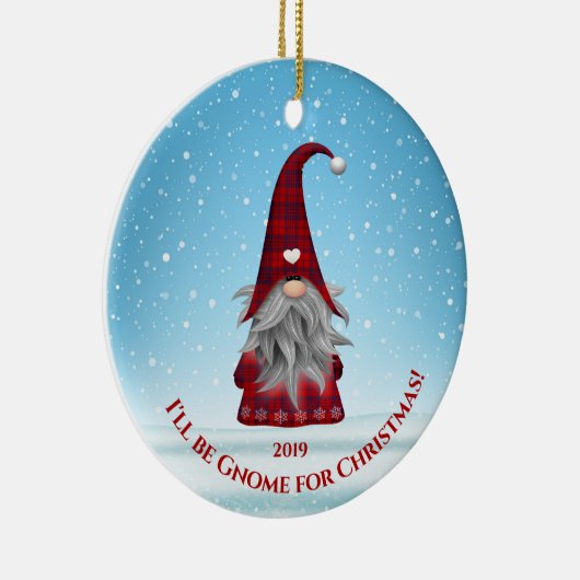 Red and Blue Kariert Gnome - Zuhause zu Weihnachte Keramik Ornament (Rechts)