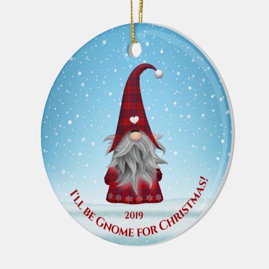 Red and Blue Kariert Gnome - Zuhause zu Weihnachte Keramik Ornament (Links)