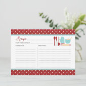 Red and Blue Kitchen Rezeptkarte (Stehend Vorderseite)