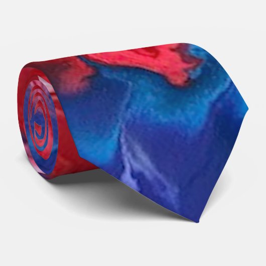 Red and Blue Lava Design Abstrakte Krawatte (Gerollt)