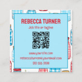 Red and Blue Mason Jar Pattern, QR Code Quadratische Visitenkarte (Rückseite)