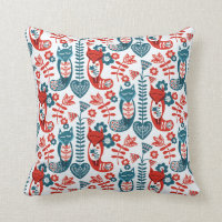 Red and Blue Nordic Style Fox Cushion