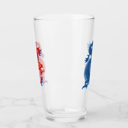 Red and Blue Oriental Dragons Glas (Links)