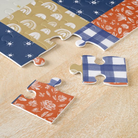 Red and Blue Patchwork Jigsaw Puzzle (Seite)
