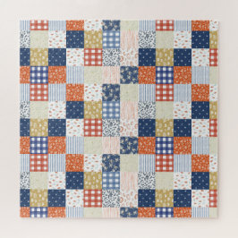 Red and Blue Patchwork Jigsaw Puzzle
