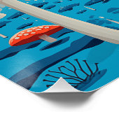 Red and Blue Retro Psychedelic Mushroom Poster (Ecke)