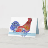 Red and Blue Rooster Watercolor Chips Weihnachten Karte (Rückseite)