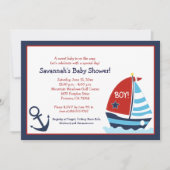 Red and Blue Sailboat 12x18 Baby Dusche Einladung (Vorderseite)