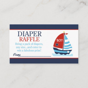 Red and Blue Sailboat Babydusche Windelwanne Winde Begleitkarte