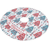 Red and Blue skandinavisches Weihnachtsbaummuster Polyester Weihnachtsbaumdecke (Schrägansicht)