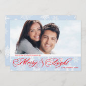 Red and Blue Snowflake Foto Weihnachten (Vorne/Hinten)