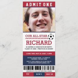 Red and Blue Soccer Graduation Party lädt ein Einladung