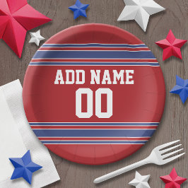 Red and Blue Sports Jersey Geburtstagsparty Pappteller