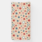 Red and Blue Stars, 4th of July, Beige Background Banner (Vertikal)