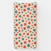 Red and Blue Stars, 4th of July, Beige Background Banner (Vertikal)