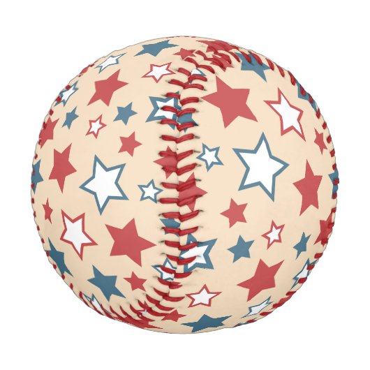 Red and Blue Stars, 4th of July, Beige Background Baseball (Schrägansicht)