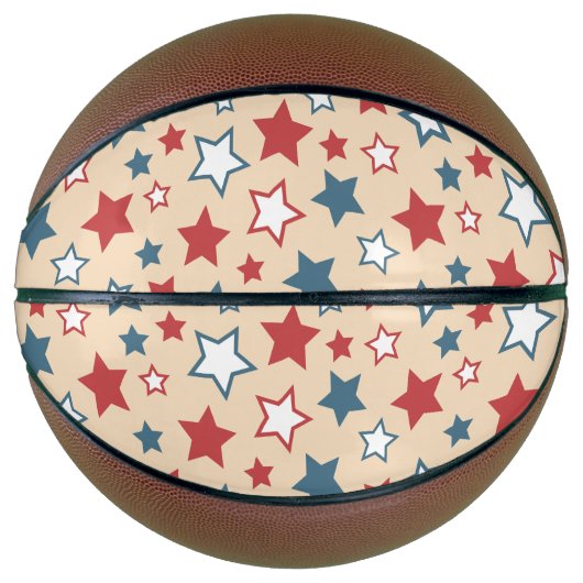 Red and Blue Stars, 4th of July, Beige Background Basketball (Vorderseite)
