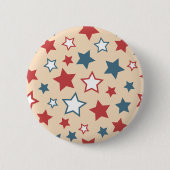 Red and Blue Stars, 4th of July, Beige Background Button (Vorderseite)