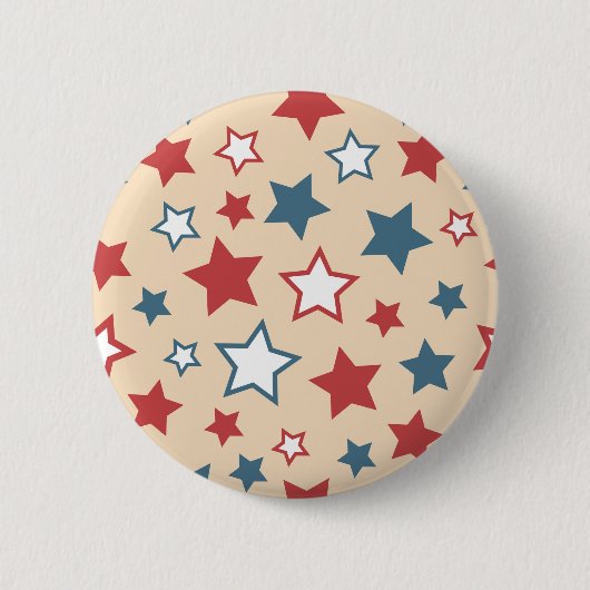 Red and Blue Stars, 4th of July, Beige Background Button (Vorderseite)
