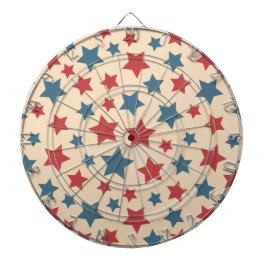 Red and Blue Stars, 4th of July, Beige Background Dartscheibe