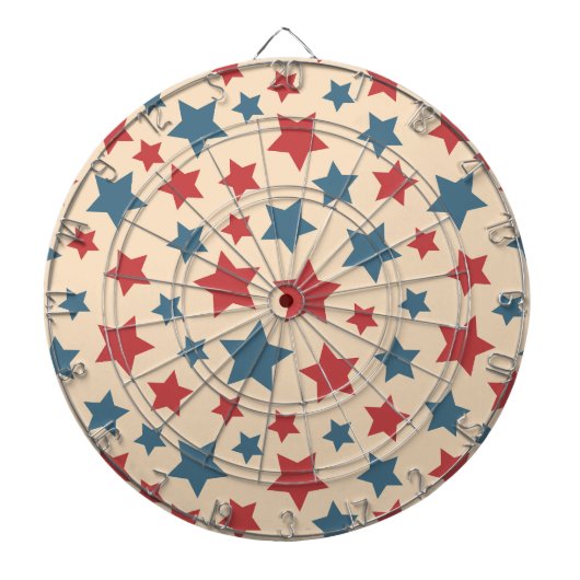 Red and Blue Stars, 4th of July, Beige Background Dartscheibe (vorne)