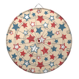 Red and Blue Stars, 4th of July, Beige Background Dartscheibe
