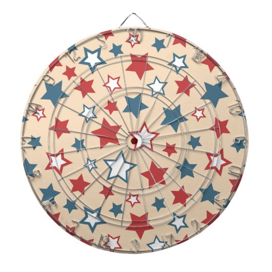 Red and Blue Stars, 4th of July, Beige Background Dartscheibe (vorne)