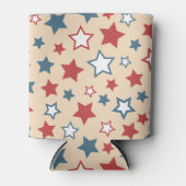 Red and Blue Stars, 4th of July, Beige Background Dosenkühler (Vorderseite)