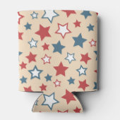 Red and Blue Stars, 4th of July, Beige Background Dosenkühler (Rückseite)
