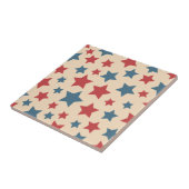 Red and Blue Stars, 4th of July, Beige Background Fliese (Seite)