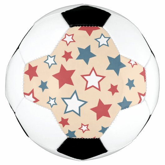 Red and Blue Stars, 4th of July, Beige Background Fußball (Vorderseite)