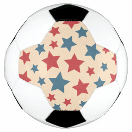 Red and Blue Stars, 4th of July, Beige Background Fußball
