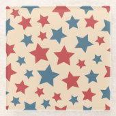 Red and Blue Stars, 4th of July, Beige Background Glasuntersetzer (Vorderseite)