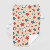 Red and Blue Stars, 4th of July, Beige Background Golfhandtuch (Insitu)