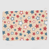 Red and Blue Stars, 4th of July, Beige Background Golfhandtuch (Horizontal)