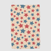 Red and Blue Stars, 4th of July, Beige Background Golfhandtuch (Vorderseite)