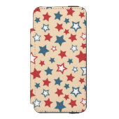Red and Blue Stars, 4th of July, Beige Background Incipio iPhone Geldbeutel-Hülle (Folio Vorderseite)
