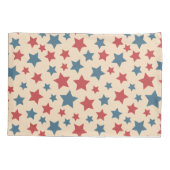 Red and Blue Stars, 4th of July, Beige Background Kissenbezug (Rückseite)