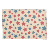 Red and Blue Stars, 4th of July, Beige Background Kissenbezug (Vorderseite)