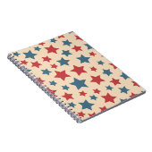 Red and Blue Stars, 4th of July, Beige Background Notizblock (Rechte Seite)