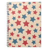 Red and Blue Stars, 4th of July, Beige Background Notizblock (Vorderseite)