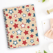 Red and Blue Stars, 4th of July, Beige Background Notizblock